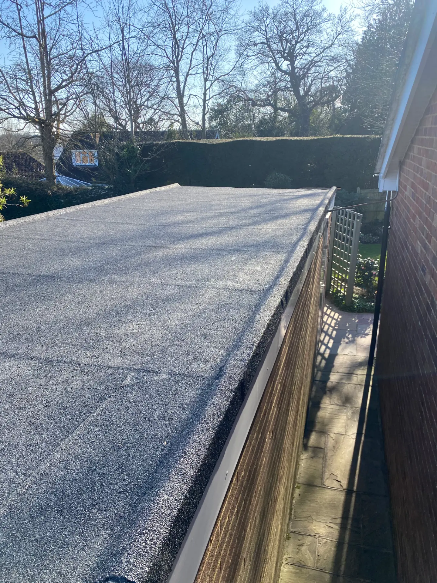 New felt flat roof on a garage